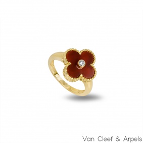 Van Cleef & Arpels Yellow Gold Carnelian Vintage Alhambra Ring VCARD40800 Van Cleef & Arpels Yellow Gold Carnelian Vintage Alhambra Ring VCARD40800